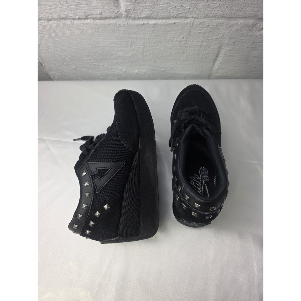 Volatile Expulsion Y2K Shoes Women's 7.5 Black Suede Studded Platform Sneakers - Picture 7 of 11